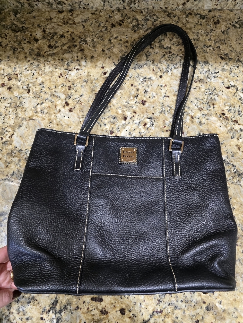 Dooney & Bourke Pebble Collection Lexington Leather Shopper Tote Bag black  Zip